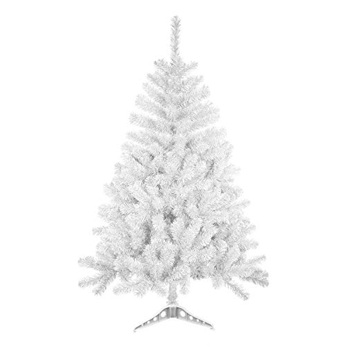 Solauga Árbol de Navidad Artificial Abeto de Hoja Espumillón 120-210cm Arboles C/Soporte Plástico (Blanco, 150cm 293Tips)