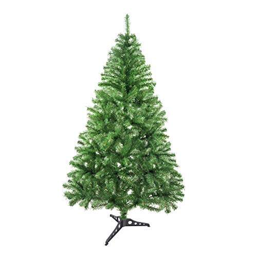 Solauga Árbol de Navidad Artificial Abeto de Hoja Espumillón 120-210cm Arboles C/Soporte Plástico (Verde Brillo, 120cm 184Tips)