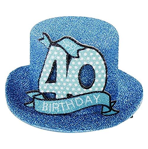 Sombrero de cumpleaños, para fiestas, plateado, con mensaje "Happy 40 Birthday" (12 x 11 x 6 cm)