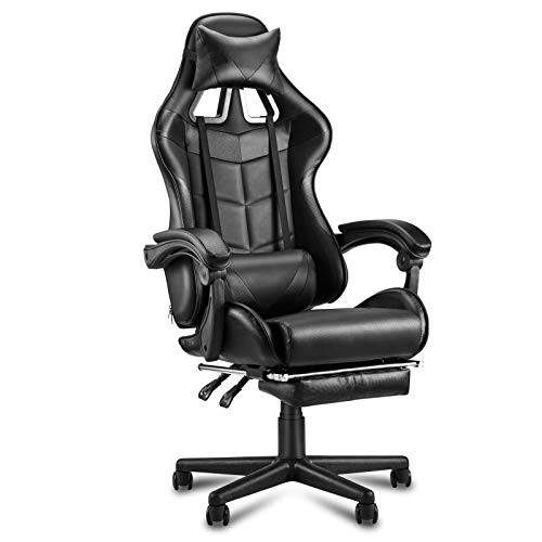 Soontrans Silla Gamer Silla Gaming Ergonómica Silla Oficina, con Reposacabeza Apoyo y Cojín Lumbar, Altura Ajustable, para Los Jugadores de PC Gamer (Negro) Soontrans Silla Gamer Silla Gaming Ergonómica Silla Oficina, con Reposacabeza Apoyo y Cojín Lumbar, Altura Ajustable, para Los Jugadores de PC Gamer (Negro)