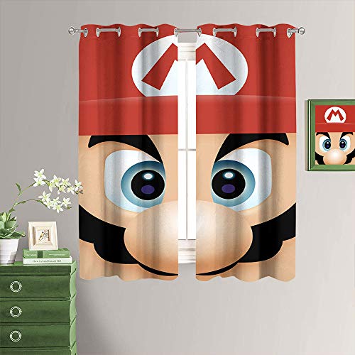 Super Mario Bros Cortinas opacas para ventana de cocina, aislamiento térmico, cortinas opacas decorativas para el hogar, 106 x 182 cm Super Mario Bros Cortinas opacas para ventana de cocina, aislamiento térmico, cortinas opacas decorativas para el hogar, 106 x 182 cm