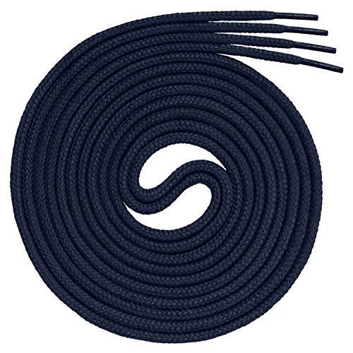Swissly 1 par de cordones redondos para zapatos de ocio, deportivos y de cuero, 100% algodón, color: azul oscuro, longitud 80 cm