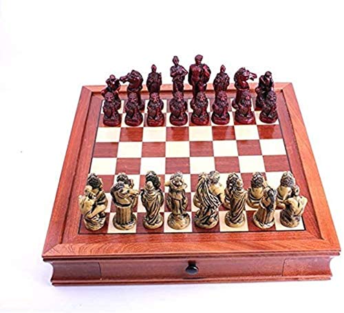 Tablero de ajedrez de Madera con Piezas de ajedrez de Resina Piezas de ajedrez Ajustadas para niños