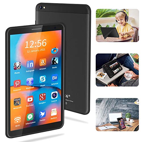 Tablet 8 Pulgadas Android 10 IPS Ultrar-Rápido Tablets HD 1280 * 800 Quad Core 3GB RAM 32GB/128GB ROM WiFi GPS 5000mAh Bluetooth 4.2-Certificación Google GMS (Negro)