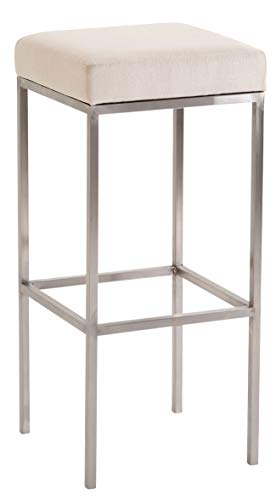 Taburete Alto Newark en Tela I Taburete Cuadrado de Cocina con 80cm de Altura I Taburete sin Respaldo & sin Reposabrazos I Color:, Color:Crema, Color del Marco:Acero Inoxidable Taburete Alto Newark en Tela I Taburete Cuadrado de Cocina con 80cm de Altura I Taburete sin Respaldo & sin Reposabrazos I Color:, Color:Crema, Color del Marco:Acero Inoxidable