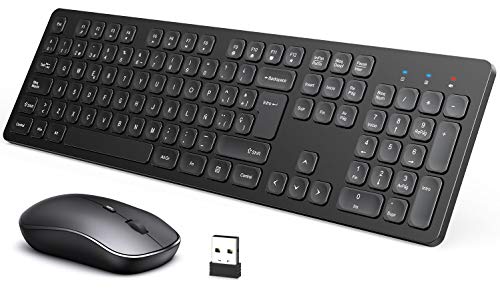 TedGem Teclado y Raton Inalámbrico, 2.4G Combo Teclado Raton Inalambrico, Teclado Raton Inalambrico Español, 2 en 1 USB Ultra Delgado Silencioso Packs de Teclado y Ratón para PC/Laptops/Smart TV TedGem Teclado y Raton Inalámbrico, 2.4G Combo Teclado Raton Inalambrico, Teclado Raton Inalambrico Español, 2 en 1 USB Ultra Delgado Silencioso Packs de Teclado y Ratón para PC/Laptops/Smart TV