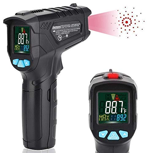 Termómetro Infrarrojo Sin Contacto Láser Digital Pistola de Temperatura Comida Cocina Industrial Automotriz BBQ -58 ℉ -1022 ℉ Con Linterna HD Pantalla LCD de Luz de Fondo Con Retroiluminación (Negro)