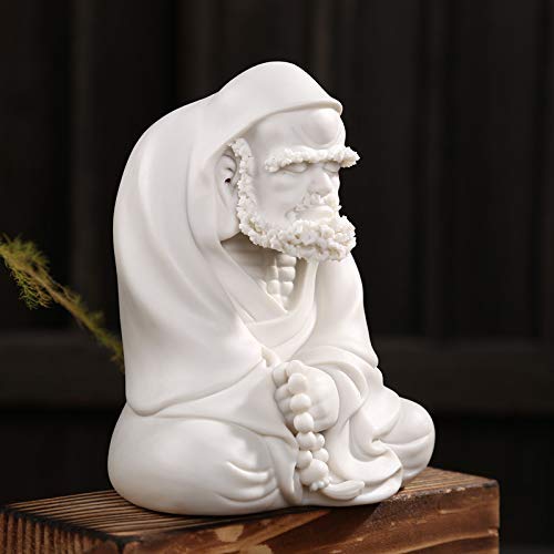 THj Figuras de Adornos para niñas Adornos de Figuras Creativas de cerámica China Damo Péndulo de Porcelana Blanca Monje pequeño