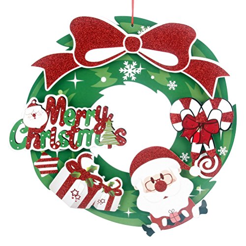 Tinksky Navidad kränze guirnalda para Fiesta Tags de algodón de puerta de pared de decoración de puerta de adornos para puerta de Bell (Sankt con gafas)