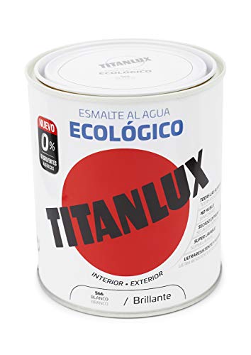 Titanlux - Esmalte Agua Ecologico Brillante, Blanco, 750ML (ref. 00T056634)