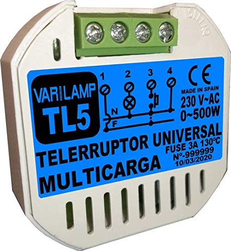 TL5. Telerruptor UNIVERSAL para cualquier tipo de carga a 230VAC. Funciona mediante pulsadores. 500W Máx.