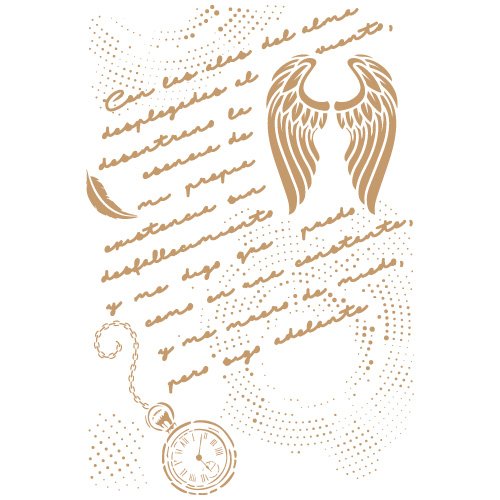 TODO STENCIL Deco Composición 221 Manuscrito, Medidas: Stencil 20 x 30 cm - Diseño 18 x 27 cm