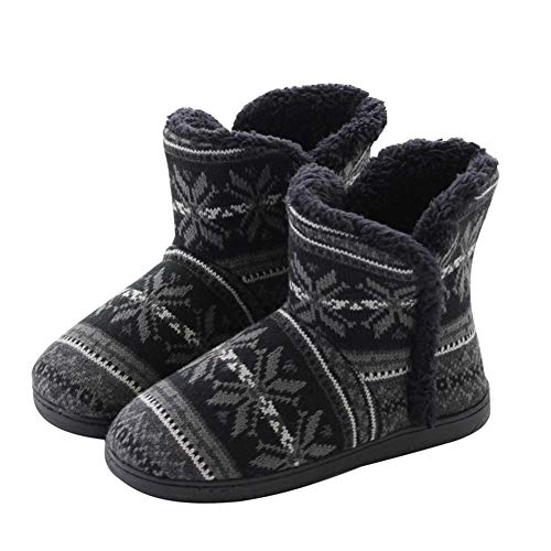 tqgold Pantuflas para Mujer Hombre Zapatillas de Estar por casa con Pompons Pelusa Botas de Invierno(Negro,45/46 EU)