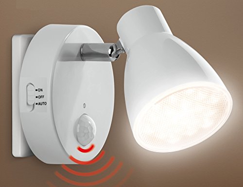 Trango Sensor LED de luz nocturna TG2635-016 en blanco con función automática 230V con sensor de movimiento luz de seguridad, lámpara de enchufe, lámpara de pared, luz de orientación, lámpara nocturna