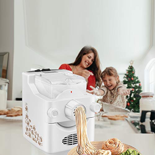 TTLIFE Máquina para hacer pasta eléctrica y fideos ramen Haga 1 libra de fideos caseros en 10 minutos Haga espaguetis, fettuccine, penne, macarrones o envoltorios de bola de masa