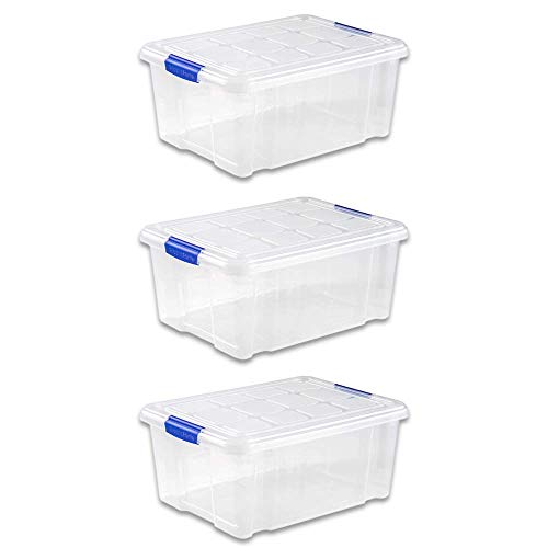 Unishop Lote de 3 Cajas de Almacenaje de Plástico con Tapa, Caja de Almacenamiento, Caja de Ordenación Multiusos (16L)