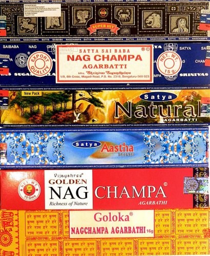 Varillas de incienso 12 cajitas Satya Nag Champa Goloka 6 Nagchampa aroma fragancia ambientador