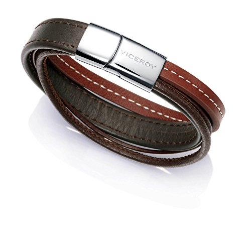 VICEROY JEWELS PULSERA DE HOMBRE VICEROY ACERO Y PIEL MARRON