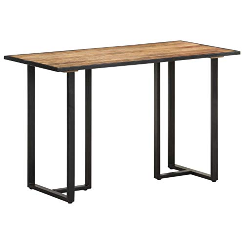 vidaXL Madera Maciza de Mango Rugosa Mesa de Comedor Cocina Cena Centro Auxiliar Consola Mesita Salón Lateral Hogar Sala de Estar 120 cm