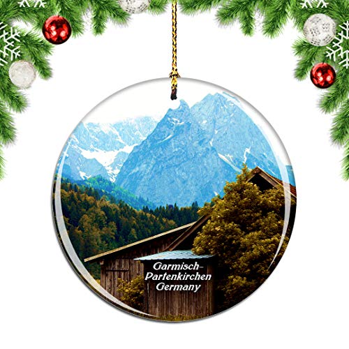 Weekino Alemania Alpes bávaros Garmisch-Partenkirchen Decoración de Navidad Árbol de Navidad Adorno Colgante Ciudad Viaje Colección de Recuerdos Porcelana 2.85 Pulgadas
