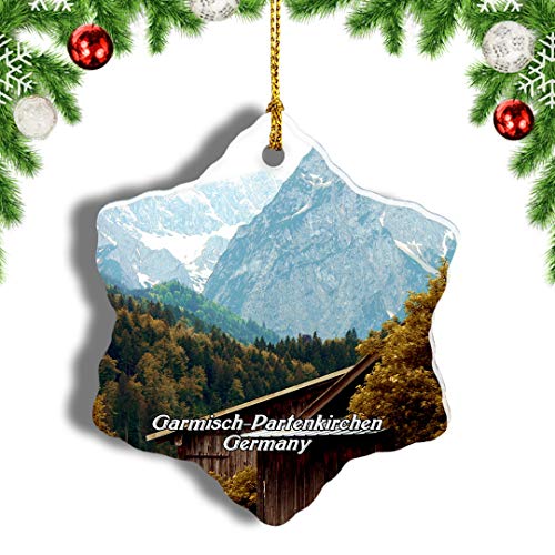 Weekino Alemania Alpes bávaros Garmisch-Partenkirchen Decoración de Navidad Árbol de Navidad Adorno Colgante Ciudad Viaje Porcelana Colección de Recuerdos 3 Pulgadas