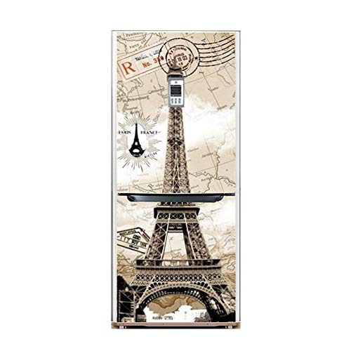 XIAOMAN Pegatinas de Nevera de Cocina Torre Eiffel HD Refrigerador Puerta Wrap Cover Extraíble Autoadhesivo DIY Art Decal (Color : Multi-Colored, Size : 60 * 180cm)