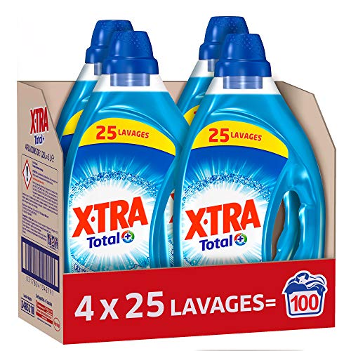 XTRA Total - Lessive Liquide Universelle - Blanc et Couleur - 100 Lavages (Lot de 4 x 1.25L)