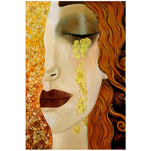 YCCYI Pintura sobre Lienzo Resumen Gustav Klimt Lágrimas Doradas y Besos Carteles e Impresiones Arte de la Pared Imágenes para Sala de Estar 16"x24 (40x60cm) Sin Marco