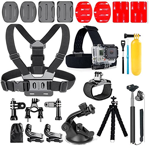 YHTSPORT 20-In-1 para accesorios Gopro, Kit de accesorios para cámara de acción para GoPro Hero Session Hero 6 5 4 3 SJ4000 Xiaomi Yi DBPOWER y otras cámaras deportivas (20 in 1)