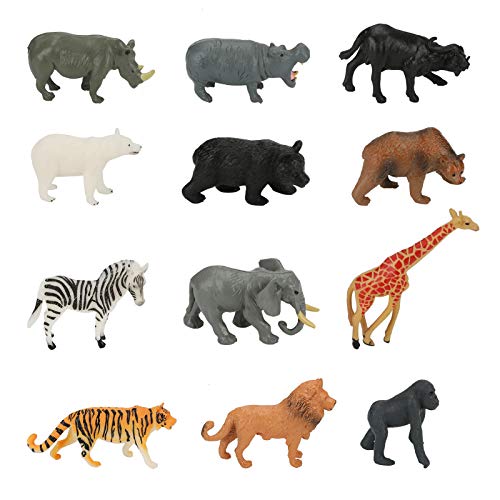 Yideng 12 Piezas Conjunto de Juguetes Animales de Mini Selva ,Favoritos de Fiesta de Animales de Mundo Zoológico Conjunto de Juguetes de Animales de Granja Pequeños de Bosque para los Niños