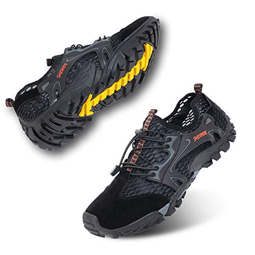 Zapatillas de Trail Running Hombre Barefoot Zapatos de Agua Surf Escarpines Buceo Piscina Playa Trekking Deportes Secado Rápido Negro-1 43 EU
