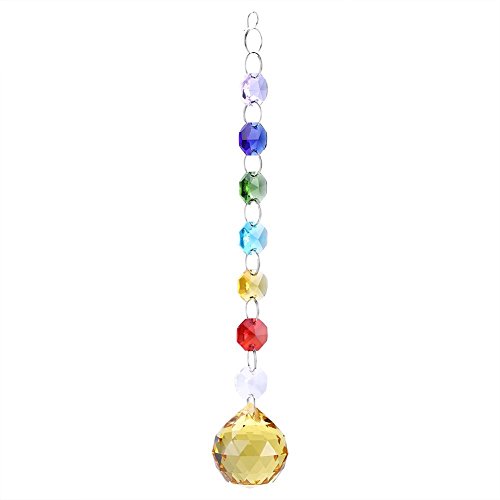 Zerodis Colgante Colgante Rainbow Sun Catchers Bola de Cristal Prismas Granos de la Cadena Lámpara de la lámpara Decoración de la Ventana de Navidad(Amarillo)