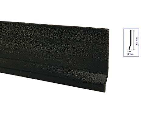 Zócalo de PVC liso - Color negro - Medidas: 70 x 7 x 2000 mm - Precio por barra correspondiente a 1,30 € por metro.