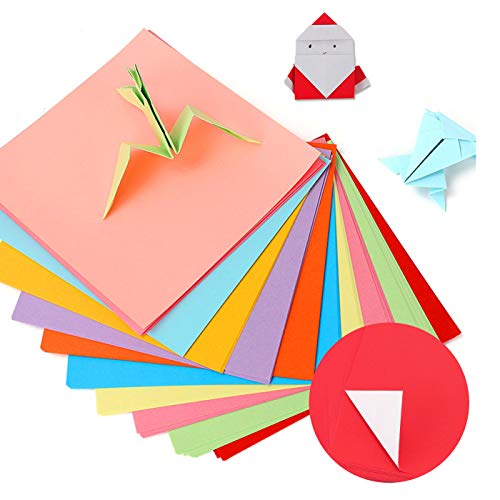 Zuzer Origami Papel,300 Hojas Papel para Origami Colores,Papel de Origami Doble Cara Papel de Colores de Manualidades,10x10cm/15x15cm/20x20cm