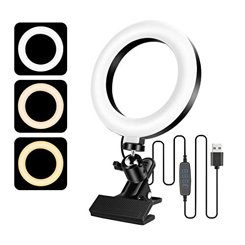 16,3 cm pequeña luz Tik Tok LED Ring Light para Youtube Maquillaje Lámpara Anular Ajustable con 3 Modalidades de Iluminación y 10 Niveles de Brillo