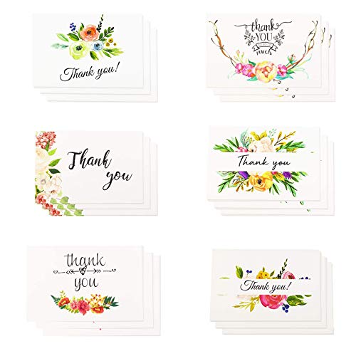18 Unidades Tarjetas de Agradecimiento Florales, Tarjetas de Felicitación, Tarjetas de Agradecimiento con Sobres para Profesores, Niños, Cumpleaños y Baby Shower