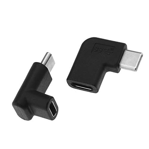 2 adaptadores de 90 grados USB-C tipo C macho a hembra en ángulo derecho e izquierdo USB 3.1 tipo C adaptador de extensión para portátil, tableta, teléfono móvil