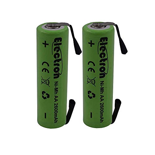 2 x baterías recargables Ni-Mh Stilo de 1,2 V y 2600 mAh. Con lengüetas terminales para soldar por paquetes de baterías