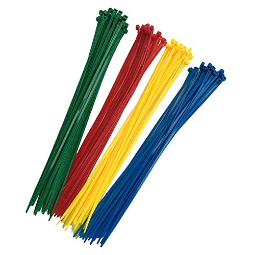 200 Piezas Bridas Para Cables, Bridas De Nylon De Color De Alta Calidad, 300mm X 3,6mm, Rojo, Amarillo, Azul, Verde, 50 Por Color