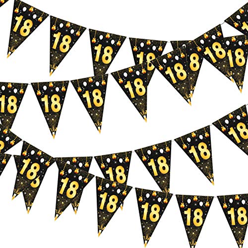 24 piezas banderines para fiesta de cumpleaños 18, JOOPOM 8 m Bandera Triangular para Fiesta 18 Años Pancarta Cumpleaños Decoración de Fiesta de Aniversario Ceremonia