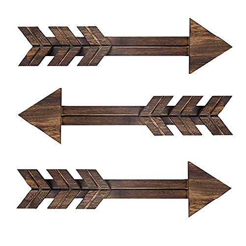 3 letreros de madera rústica para decoración de pared, flechas de madera oscuras, casa de campo y decoración para el hogar o boda