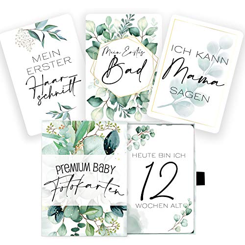 45 tarjetas de hito para bebé con diseño de eucalipto para niñas y niños, con embalaje de alta calidad, de Cozy Racoon