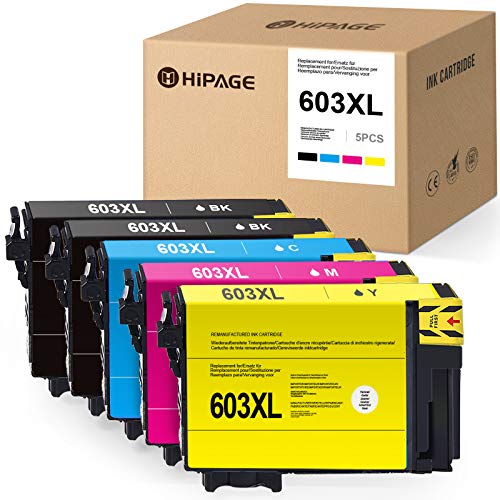 5 HIPAGE Compatible para Epson 603XL 603 XL Cartuchos de Impresora para Epson Expression Home XP-2100 XP-3100 XP-4100 XP-3105 XP-4105 XP-2105 Workforce WF-2810 WF-2830 WF-2835 WF-2850 Impresora