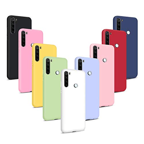9X Funda para Xiaomi Redmi Note 8T, Carcasas Flexible Suave TPU Silicona Ultra Delgado Protección Caso(Rojo + Rosa Claro + Púrpura + Amarillo + Rosa Oscuro + Verde + Negro + Azul Oscuro)