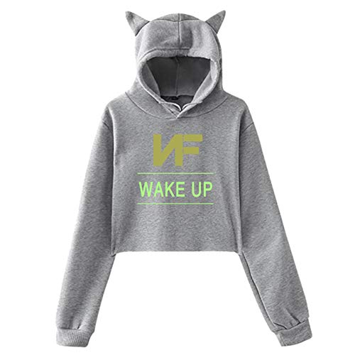 Actuallyhome Nf Wake Up Logo Verano Otoño Invierno Fleece Sweatershirt Ropa Deportiva para Mujer Cat Ear Hoodie Kawaii Clothing Streetwear