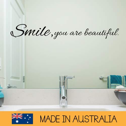 Adhesivo de pared extraíble con texto "Smile You are Beautiful
