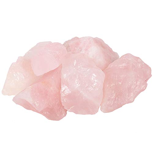 Amogeeli Piedras naturales de cuarzo rosa en bruto, colección de piedras minerales, piedras curativas para reiki, meditación, decoración del hogar, 460 gramos
