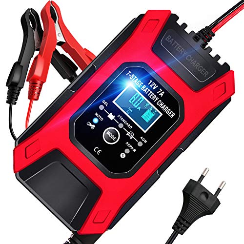 AOKBON Cargador Baterias Coche 7A 12V Cargadores Baterias Carga Rapida Múltiples Protecciones Pantalla LCD para Coche Moto ATVs RVs Barco AOKBON Cargador Baterias Coche 7A 12V Cargadores Baterias Carga Rapida Múltiples Protecciones Pantalla LCD para Coche Moto ATVs RVs Barco