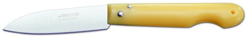 Arcos Serie Navajas Profesionales, Navaja Profesional, Hoja Filo de Acero Inoxidable Nitrum de 85 mm, Navaja de Acero Inoxidable Color Amarillo