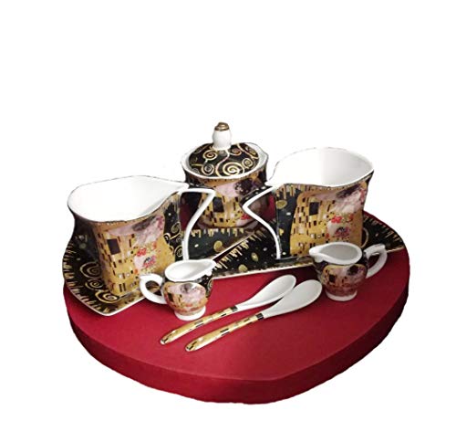 Atelier Harmony Gustav Klimt - Juego de café (9 piezas, porcelana, con caja de regalo), diseño de árbol de la vida